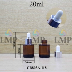 Chai thủy tinh nâu nắp bóp khoen nhôm