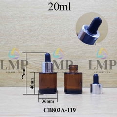 Chai thủy tinh nâu nắp bóp khoen nhôm