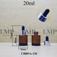 Chai thủy tinh nâu nắp bóp khoen nhôm