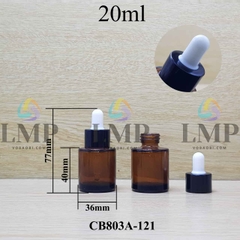 Chai thủy tinh nâu nắp bóp khoen nhôm