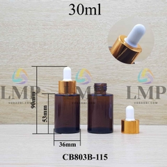 Chai thủy tinh nâu nắp bóp khoen nhôm