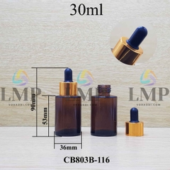 Chai thủy tinh nâu nắp bóp khoen nhôm