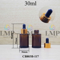 Chai thủy tinh nâu nắp bóp khoen nhôm