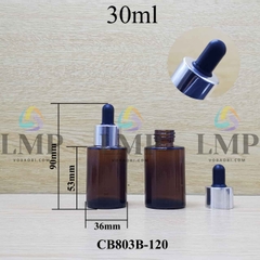 Chai thủy tinh nâu nắp bóp khoen nhôm