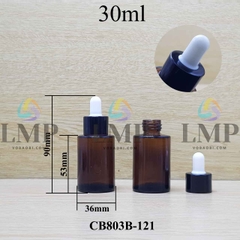 Chai thủy tinh nâu nắp bóp khoen nhôm