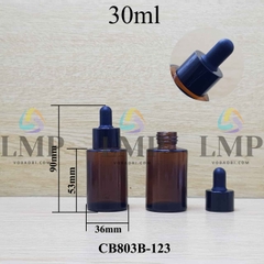 Chai thủy tinh nâu nắp bóp khoen nhôm