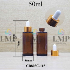 Chai thủy tinh nâu nắp bóp khoen nhôm
