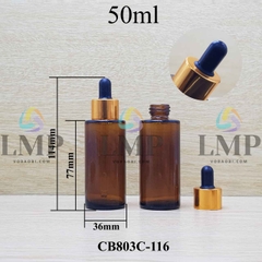 Chai thủy tinh nâu nắp bóp khoen nhôm