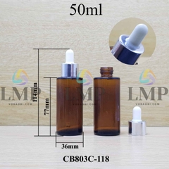 Chai thủy tinh nâu nắp bóp khoen nhôm