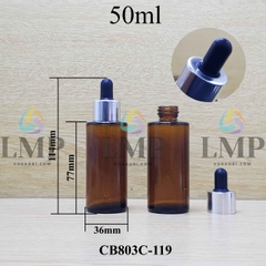 Chai thủy tinh nâu nắp bóp khoen nhôm