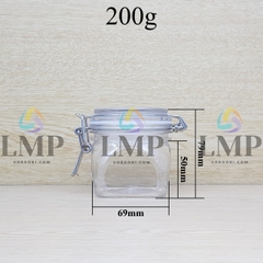 Hũ vuông có nắp cài bằng thép ko gỉ 200g
