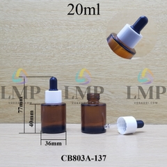 Chai thủy tinh nâu nắp bóp khoen nhựa trơn