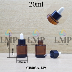 Chai thủy tinh nâu nắp bóp khoen nhựa trơn