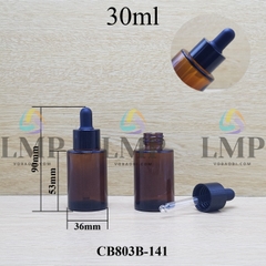 Chai thủy tinh nâu nắp bóp khoen nhựa trơn