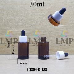 Chai thủy tinh nâu nắp bóp khoen nhựa trơn