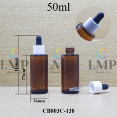Chai thủy tinh nâu nắp bóp khoen nhựa trơn