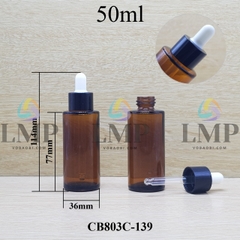 Chai thủy tinh nâu nắp bóp khoen nhựa trơn