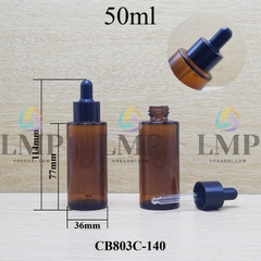 Chai thủy tinh nâu nắp bóp khoen nhựa trơn