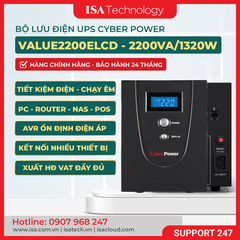 Bộ lưu điện UPS Cyber Power Value2200ELCD 2200VA/1320W tương thích với Nas bảo hành 24 tháng