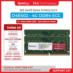 Bộ nhớ RAM Synology D4ES02 - 4G DDR4 ECC SODIMM 3200MHz dành cho Nas DS723+, DS923+ hàng chính hãng