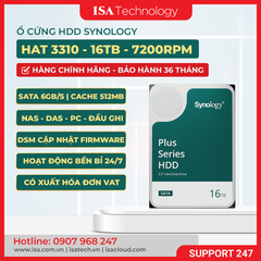 Ổ cứng cho NAS Synology HAT3310-HDD 16TB - 7200rpm, 512MB cache, SATA 6Gb/s, bảo hành 36 tháng