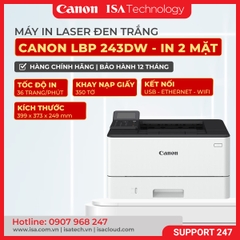 Máy in Laser trắng đen đa năng Canon LBP243DW in đảo mặt A4 A5 USB LAN WIFI