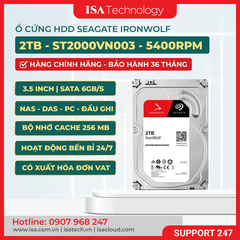 Ổ cứng HDD NAS Seagate IronWolf 2TB ST2000VN003 – 3.5 inch, 5400 RPM, SATA, Chuyên dụng cho NAS