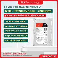 Ổ cứng Seagate Ironwolf 12TB SATA 7200rpm 256MB cache (ST12000VN0008) tương thích với Nas