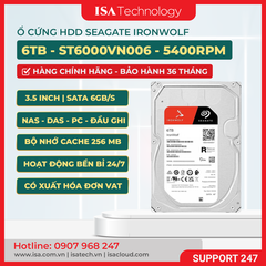 Ổ cứng HDD NAS Seagate IronWolf 6TB ST6000VN006 – 3.5 inch, 5400 RPM, SATA, Chuyên dụng cho NAS