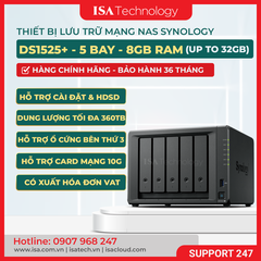 Nas Synology DS1525+ Thiết bị lưu trữ mạng 5 bay ổ cứng mới nhất 2025 | ISA TECH