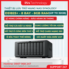 Nas Synology DS1825+ Thiết bị lưu trữ mạng 8 bay ổ cứng mới nhất năm 2025 | ISA Technology