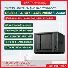 Thiết bị lưu trữ NAS Synology DS925+ 4-bay