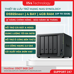 Thiết bị lưu trữ Nas Synology DS925neo+ 4 bay