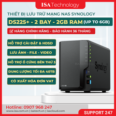 Thiết bị lưu trữ NAS Synology DS225+ 2-bay ổ cứng bảo hành 36 tháng