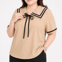 Áo sơ mi bigsize 60kg - 95kg kiểu dáng cổ thuỷ thủ phù hợp mặc đi làm, đi học, đi chơi