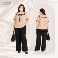 Áo sơ mi bigsize 60kg - 95kg kiểu dáng cổ thuỷ thủ phù hợp mặc đi làm, đi học, đi chơi