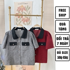 Áo sơ mi bigsize 60kg-95kg chất bố mềm cổ phối màu sang trọng