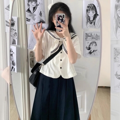 Áo sơ mi bigsize 60kg-95kg kiểu cổ nơ thuỷ thủ xinh xắn phù hợp mặc đi làm đi học đi chơi