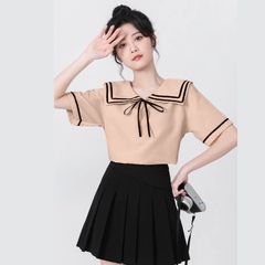 Áo sơ mi bigsize 60kg - 95kg kiểu dáng cổ thuỷ thủ phù hợp mặc đi làm, đi học, đi chơi