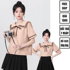 Áo sơ mi bigsize 60kg - 95kg kiểu dáng cổ thuỷ thủ phù hợp mặc đi làm, đi học, đi chơi