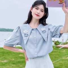Áo sơ mi đính hoa nổi bigsize 60kg - 95kg phù hợp mặc đi học, đi làm, đi chơi