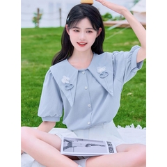 Áo sơ mi đính hoa nổi bigsize 60kg - 95kg phù hợp mặc đi học, đi làm, đi chơi