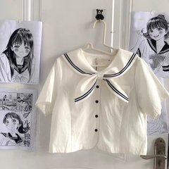 Áo sơ mi bigsize 60kg-95kg kiểu cổ nơ thuỷ thủ xinh xắn phù hợp mặc đi làm đi học đi chơi