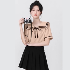 Áo sơ mi bigsize 60kg - 95kg kiểu dáng cổ thuỷ thủ phù hợp mặc đi làm, đi học, đi chơi
