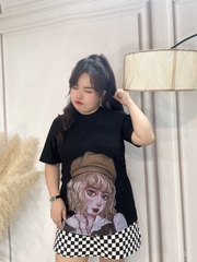 Áo thun phom rộng in hình cô gái bigsize 55kg - 95kg