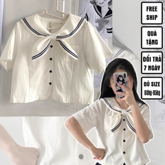 Áo sơ mi bigsize 60kg-95kg kiểu cổ nơ thuỷ thủ xinh xắn phù hợp mặc đi làm đi học đi chơi