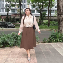 Áo Sơ Mi Nữ Bigsize Voan Tơ Hai Lớp Nơ Cổ Sang Trọng