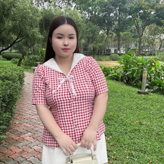 Áo Sơ Mi Bigsize Nữ 60kg - 85kg Caro Peplum Cổ Thủy Thủ Chất Cotton Dày Dặn