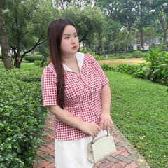 Áo Sơ Mi Bigsize Nữ 60kg - 85kg Caro Peplum Cổ Thủy Thủ Chất Cotton Dày Dặn