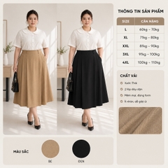 Chân váy xếp ly công sở dáng dài bigsize 60kg - 100kg phù hợp mặc đi làm, đi học , đi chơi